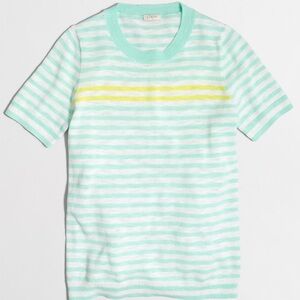 J. Crew Mint Green and Yellow Striped Sweater
